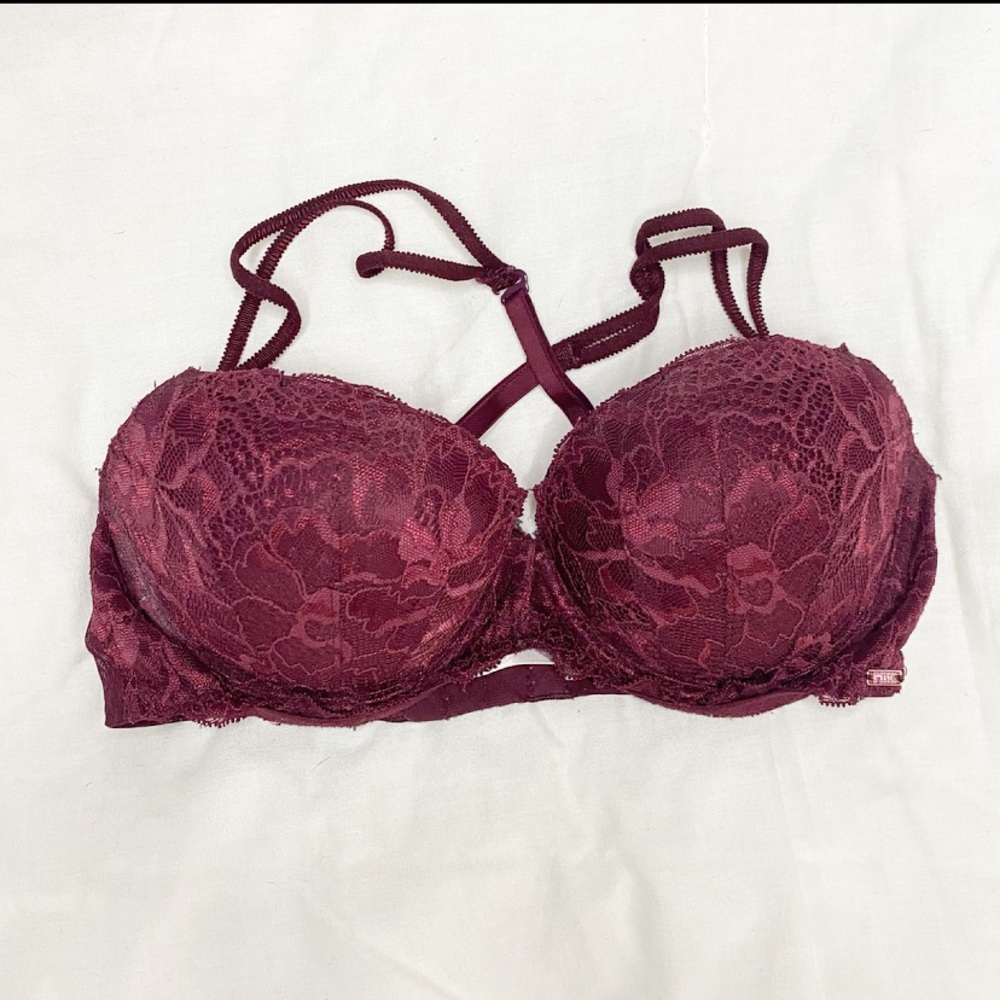 Pink Lace Bra Victoria’s Secret Floral Sexy Cross